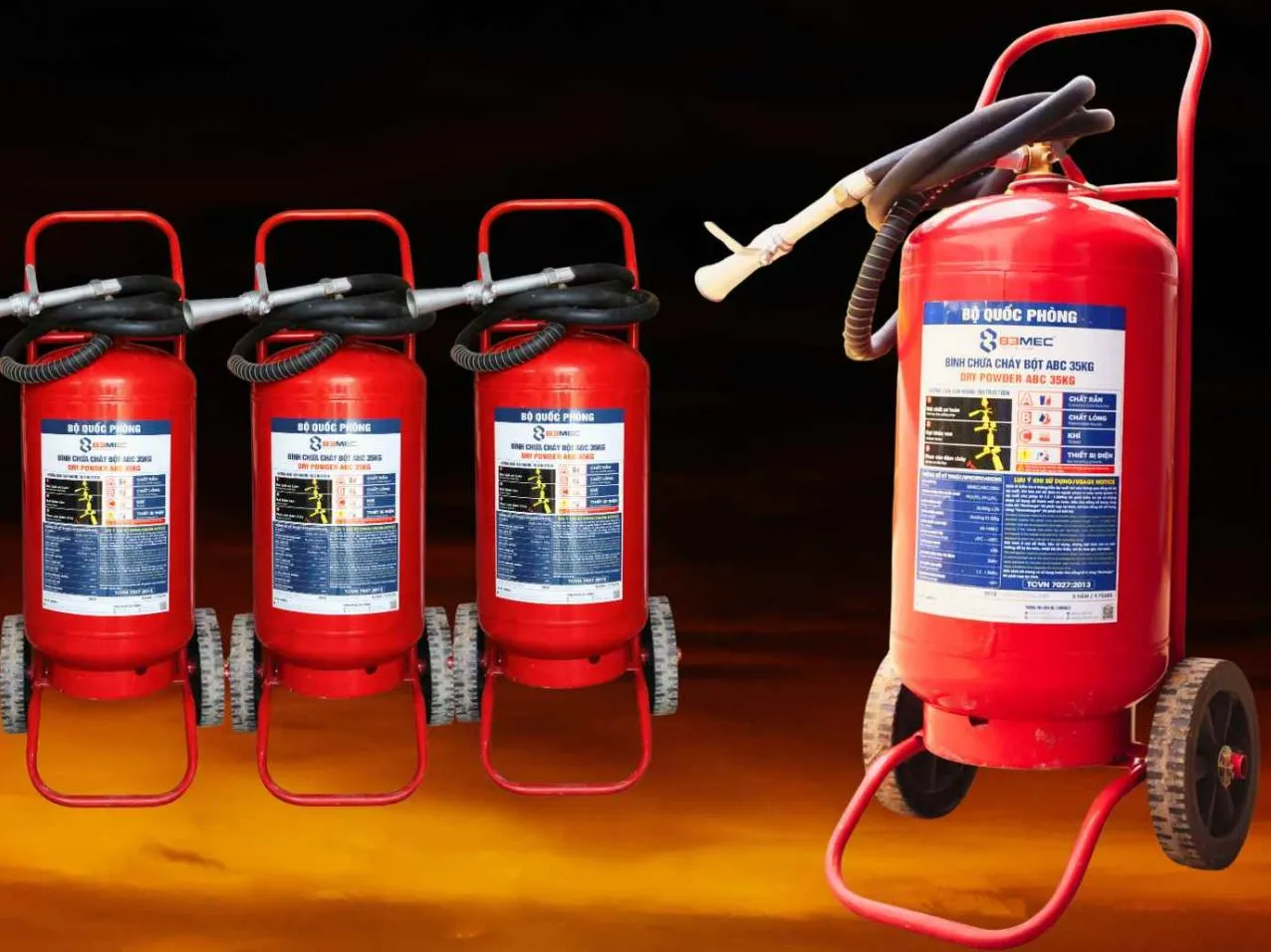 Bình chữa cháy xe đẩy bột 