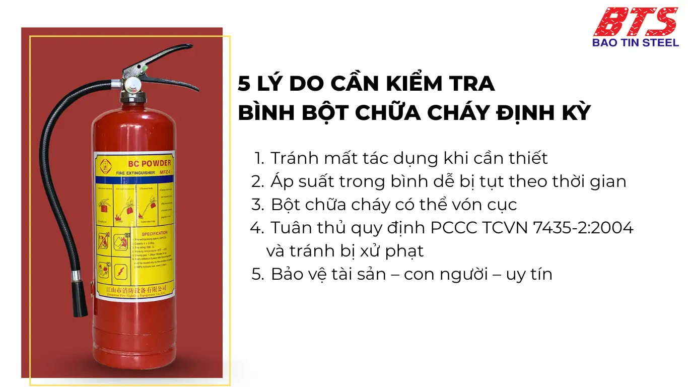 5 lý do cần kiểm tra bình bột chữa cháy định kỳ