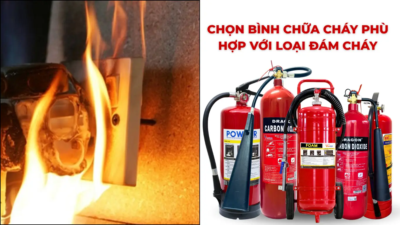 Chọn bình chữa cháy phù hợp với loại đám cháy